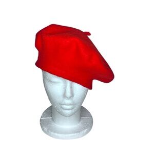 RED WOOL BLEND BERET Unisex